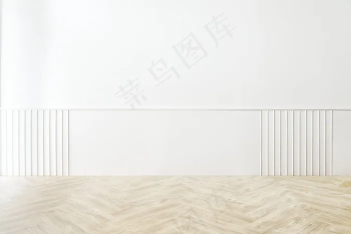 带有白色图案墙的最小空房间模型样机