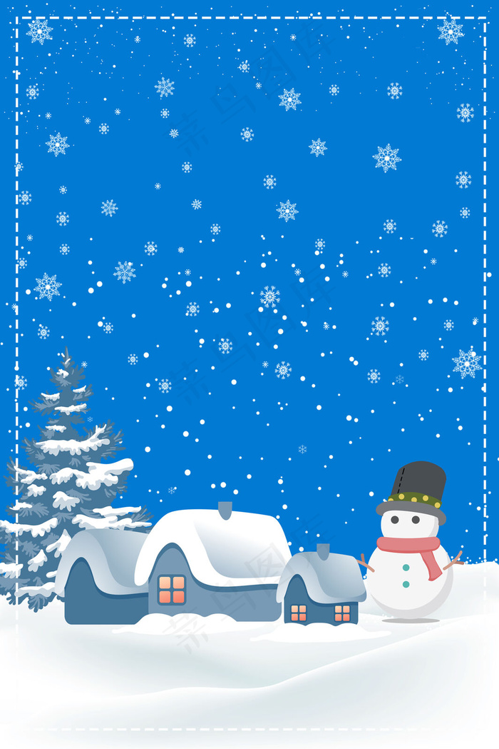 蓝色小清新雪乡旅行冬季PSD分层广告