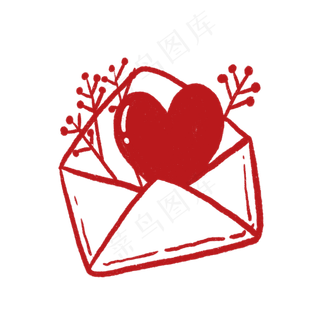 打开的信封和爱心PNG免抠素材