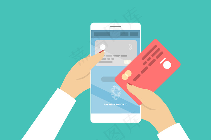 使用touch id支付。设备的新技术。eps,ai矢量模版下载