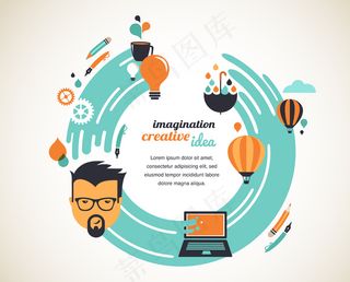 设计、创意、创意和创新概念插图