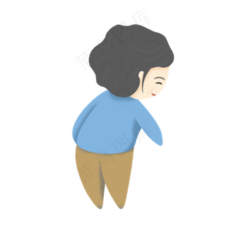 重阳节手绘老奶奶人物背影设计可