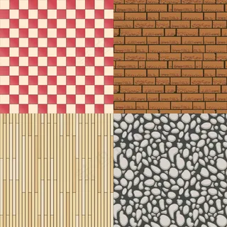 木地板纹理，石材图案和瓷砖背景设置。建筑材料，无缝背景和拼花地板。矢量图解