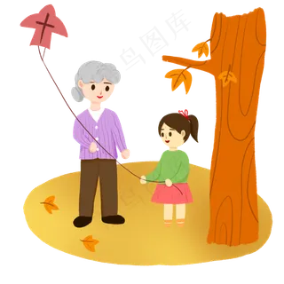 重阳节和奶奶一起放风筝