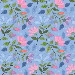 彩色花朵织物壁纸的无缝图案。