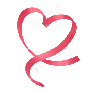 红色唯美清新七夕情人节心形彩带