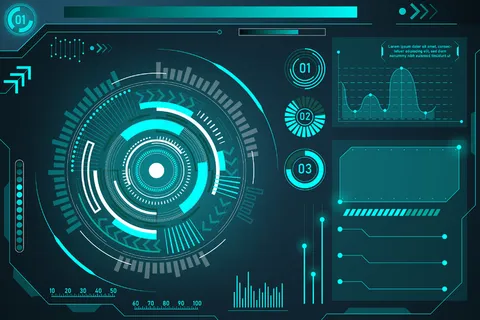 Hud的未来元素孤立在黑暗的背景。高科技用户界面。