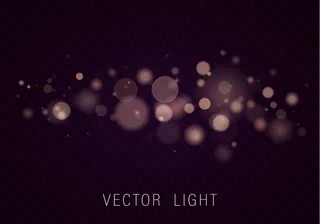 黄色金色灯光抽象发光的(bokeh)散景灯光效果隔离在透明背景上。喜庆的紫色和金色发光背景。概念。模糊的灯光框。