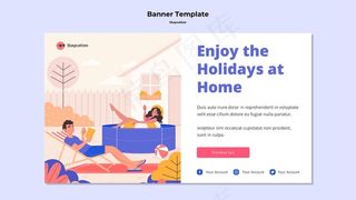 享受假期在家横幅banner设计