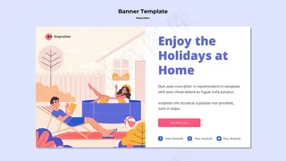 享受假期在家横幅banner设计