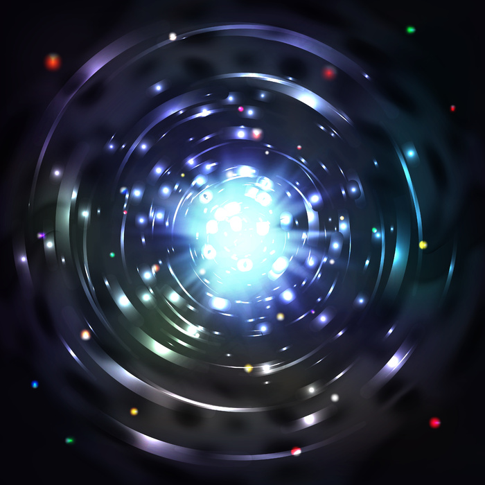 光隧道或光漩涡。旋转发光隧道与宇宙隧道中的运动涡旋