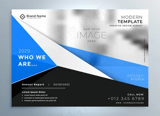 时尚蓝色几何商务手册演示模板