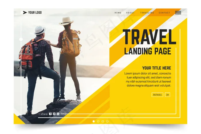 带照片的旅游登录页eps,ai矢量模版下载