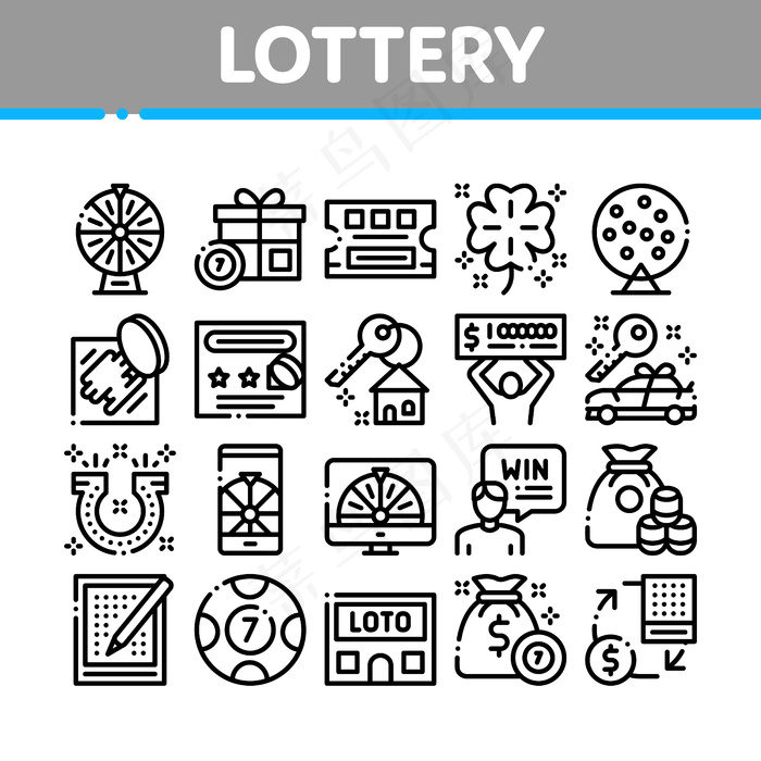 彩票赌博游戏集合图标集