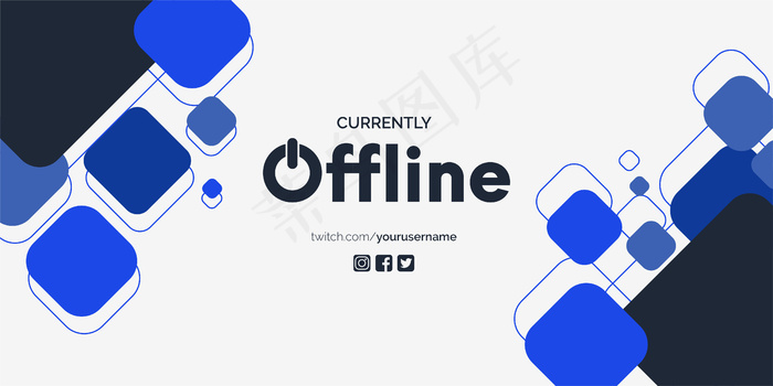 当前离线社交媒体背景，带有抽象的蓝色形状