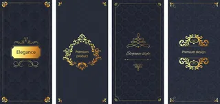 优雅的邀请。装饰锦缎装饰图案，金色框架和巴洛克华丽豪华宣传册背景