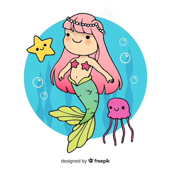 手绘美人鱼背景