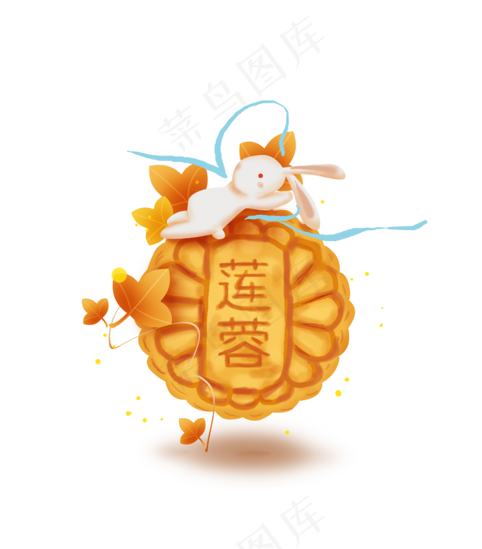 中秋节玉兔和月饼手绘(4358X4961(DPI:300))psd模版下载