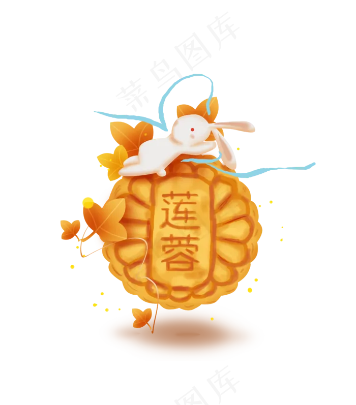 中秋节玉兔和月饼手绘(4358X4961(DPI:300))psd模版下载