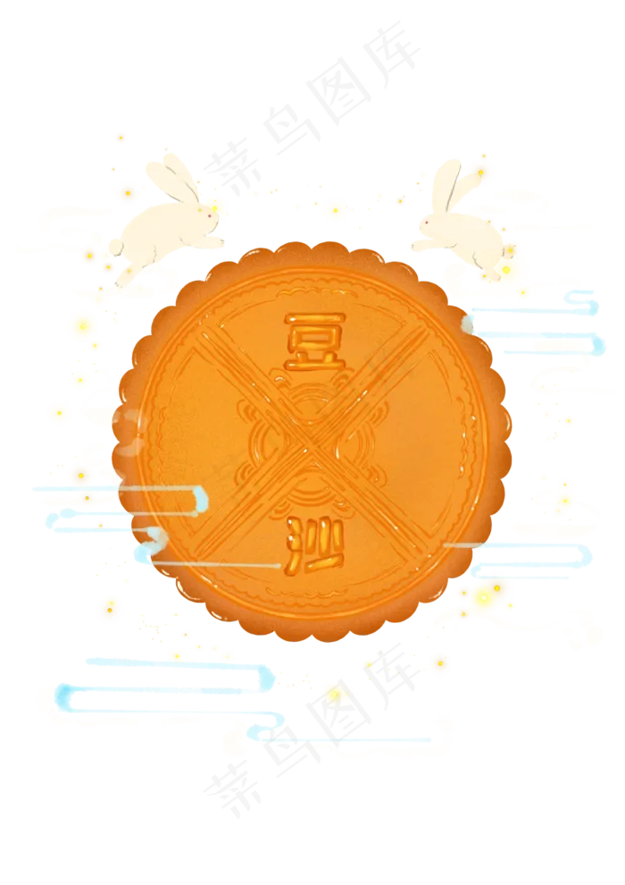 手绘中秋兔子月饼点心(2480X3508(DPI:300))psd模版下载