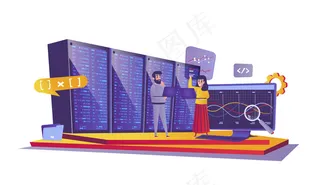 卡通风格的数据中心web概念