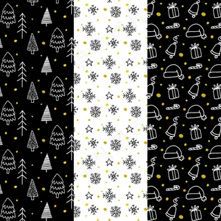 黑色和金色圣诞图案系列