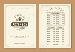 咖啡菜单设计手册模板。