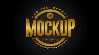 金色和黑色文本效果模型样机