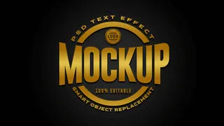 金色和黑色文本效果模型样机