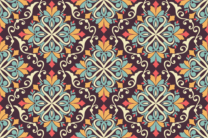 阿拉伯风格的花卉无缝图案背景。阿拉伯花纹图案。东方民族装饰品。优雅的背景纹理。