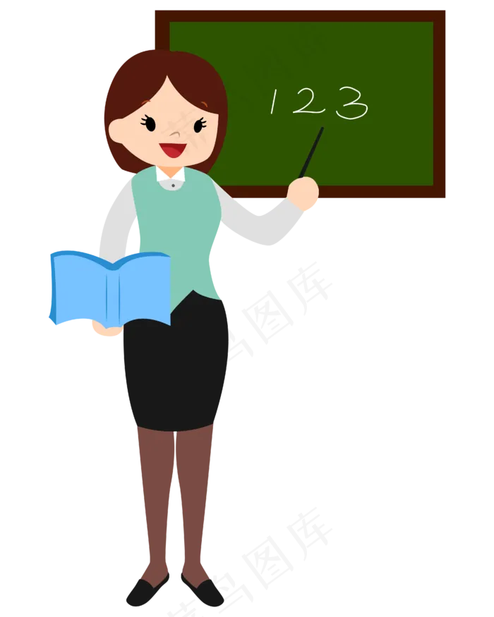 矢量卡通女教师黑板(4167*5208px 300 dpi )ai矢量模版下载
