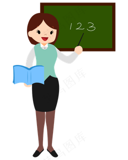 矢量卡通女教师黑板
