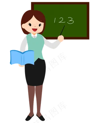 矢量卡通女教师黑板