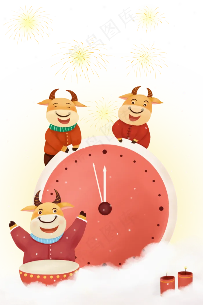 2021元旦跨年牛年新年(3545X5315(DPI:300))psd模版下载