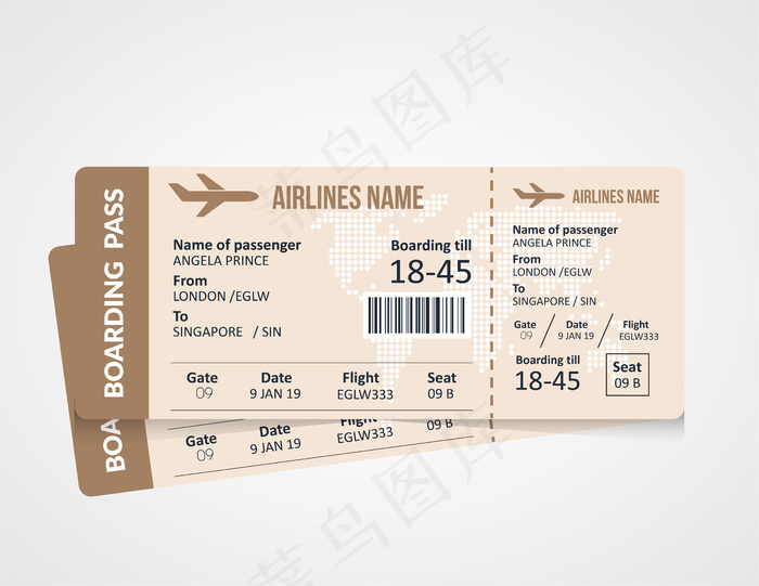 航空公司登机牌机票模板