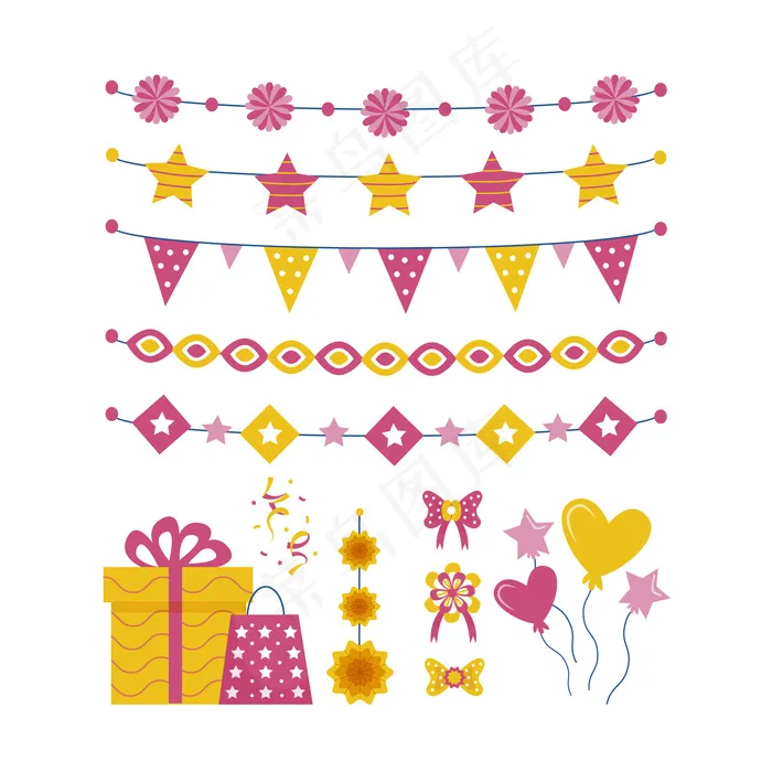 生日装饰系列eps,ai矢量模版下载