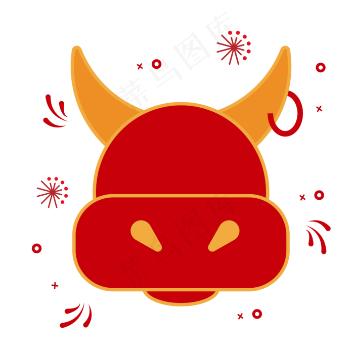 矢量可爱扁平化牛头