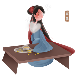 二十四节气霜降喝茶的古代少女