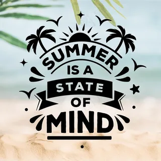 模糊海滩的夏日刻字