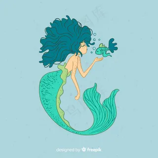 手绘美人鱼背景