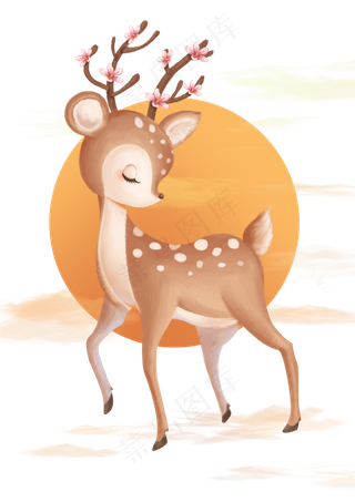 鹿卡通秋天动物麋鹿
