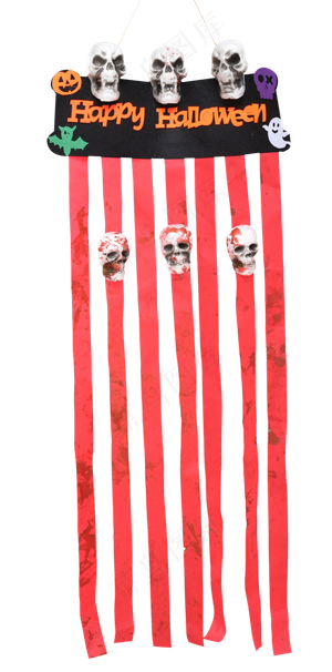 万圣节鬼节中元节骷髅头红色布条