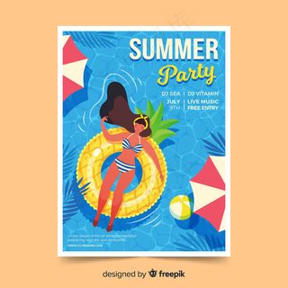 平面夏日派对海报模板
