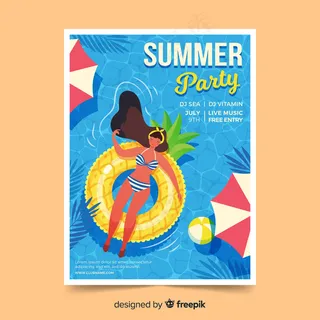 平面夏日派对海报模板