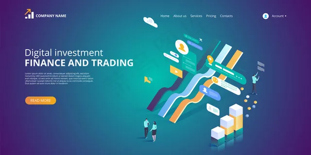 数字投资。在线统计。等轴测幻觉