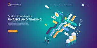 数字投资。在线统计。等轴测幻觉