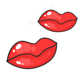 大红色七夕唇印