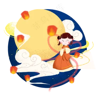 小女孩扮嫦娥过中秋