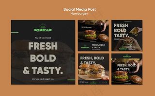 汉堡包餐厅社交媒体帖子模板