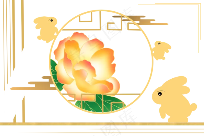 中秋节剪纸风装饰(3000X2000(DPI:96))psd模版下载